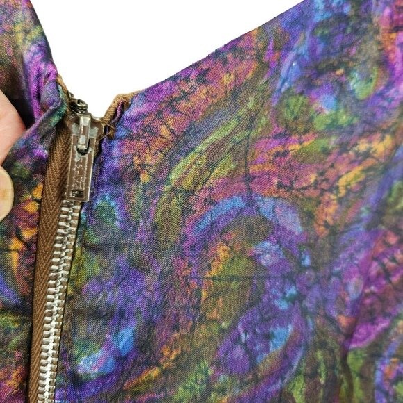 50s Alice Junior Day Dress Boat Neck Raglan Slv Full Pleat Skirt Women S Purple - Picture 9 of 9